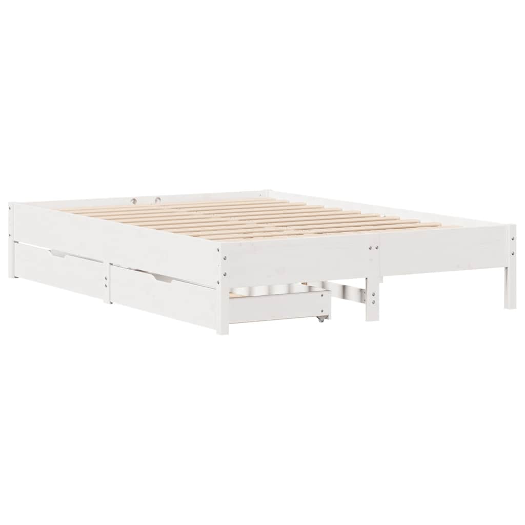 vidaXL Bedframe zonder matras massief grenenhout wit 120x200 cm afbeelding