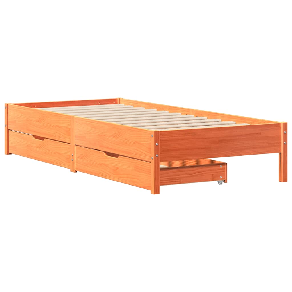 vidaXL Bedframe zonder matras massief grenenhout wasbruin 90x200 cm afbeelding