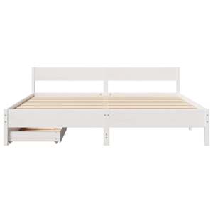 Postel bez matrace bílá 200 x 200 cm masivní borovice - obrázek 4