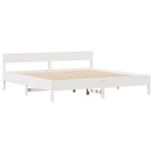 Postel bez matrace bílá 200 x 200 cm masivní borovice - obrázek 5
