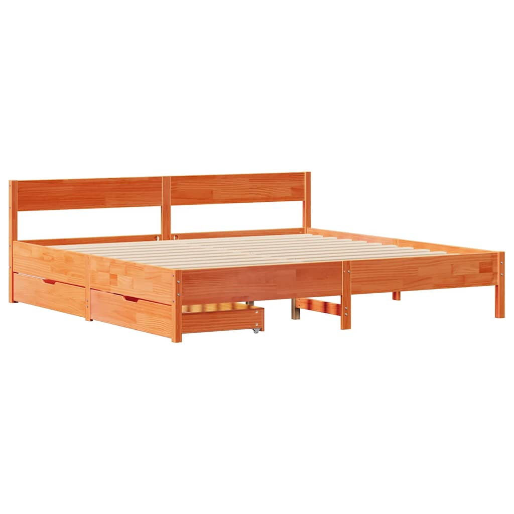 vidaXL Bedframe zonder matras massief grenenhout wasbruin 180x200 cm afbeelding