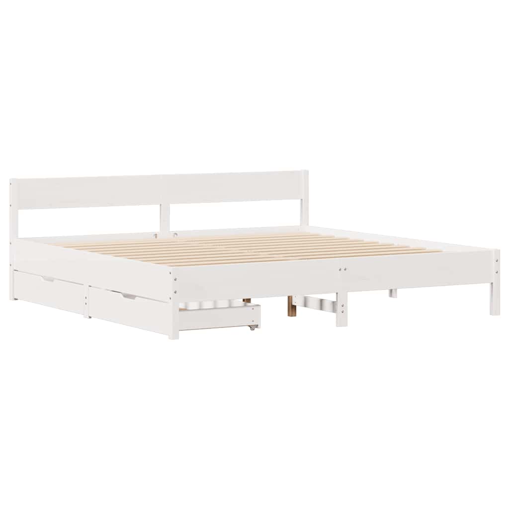 vidaXL Bedframe zonder matras massief grenenhout wit 160x200 cm, foto 2