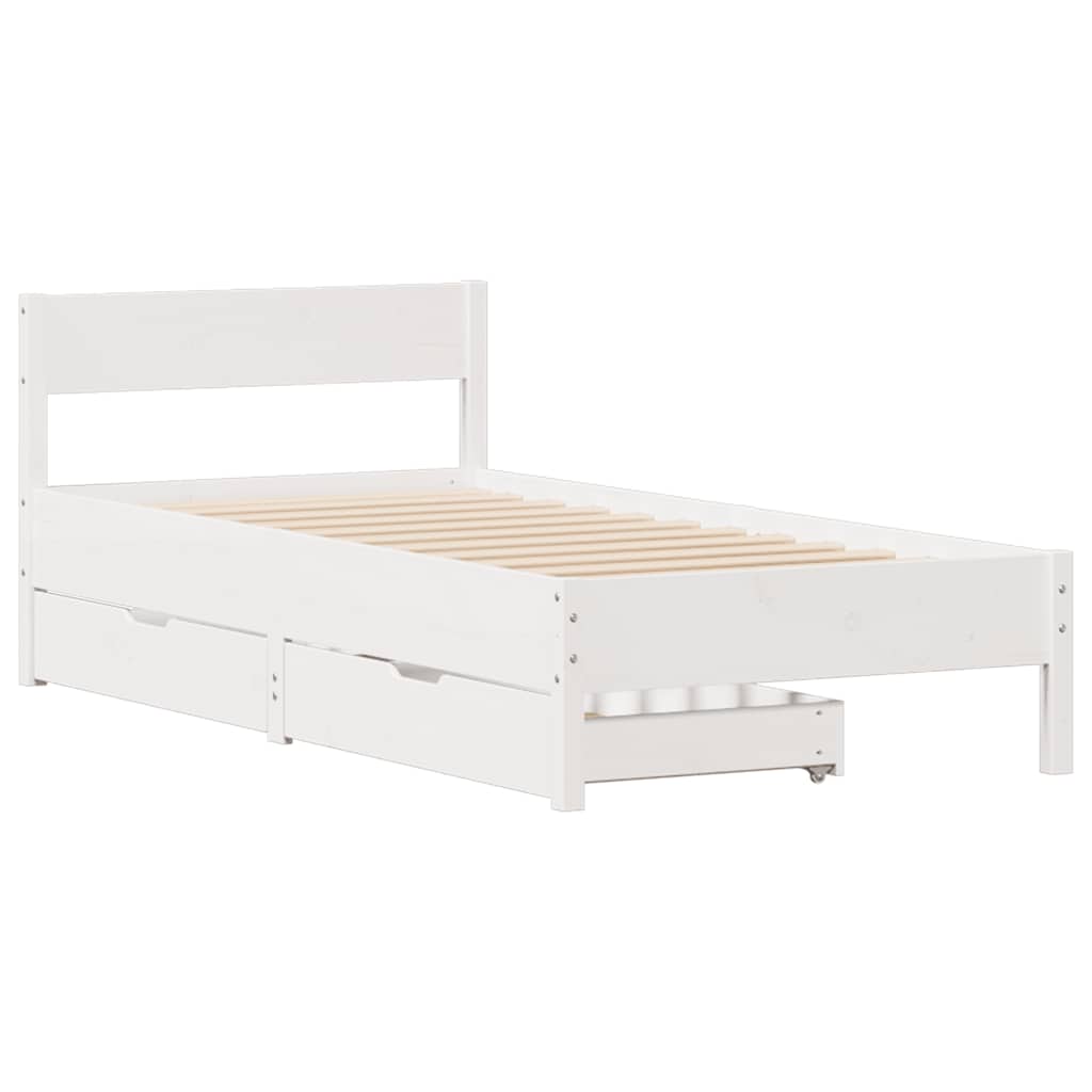 vidaXL Bedframe zonder matras massief grenenhout wit 90x200 cm afbeelding