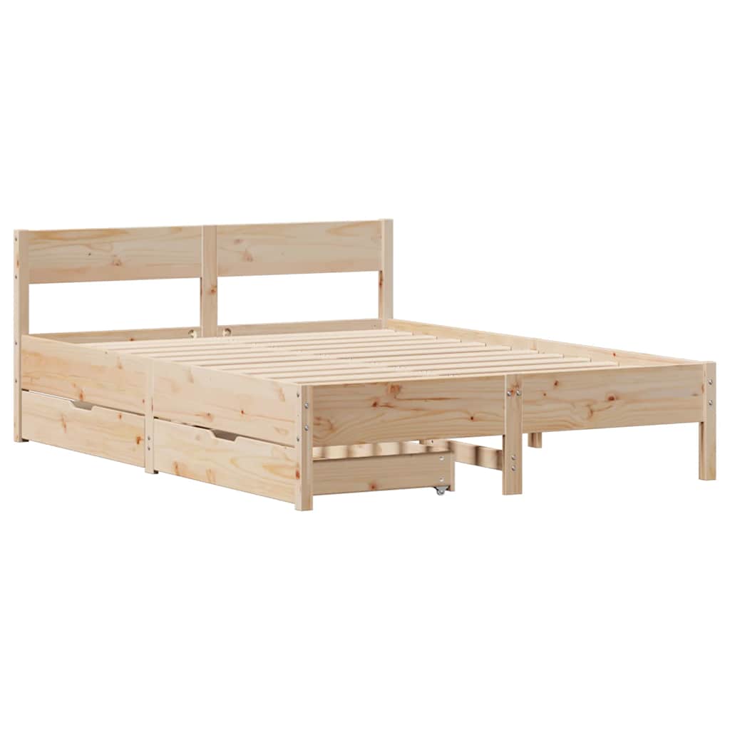 vidaXL Bedframe zonder matras massief grenenhout 140x190 cm afbeelding