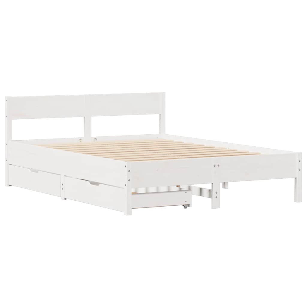 vidaXL Bedframe zonder matras massief grenenhout wit 135x190 cm afbeelding