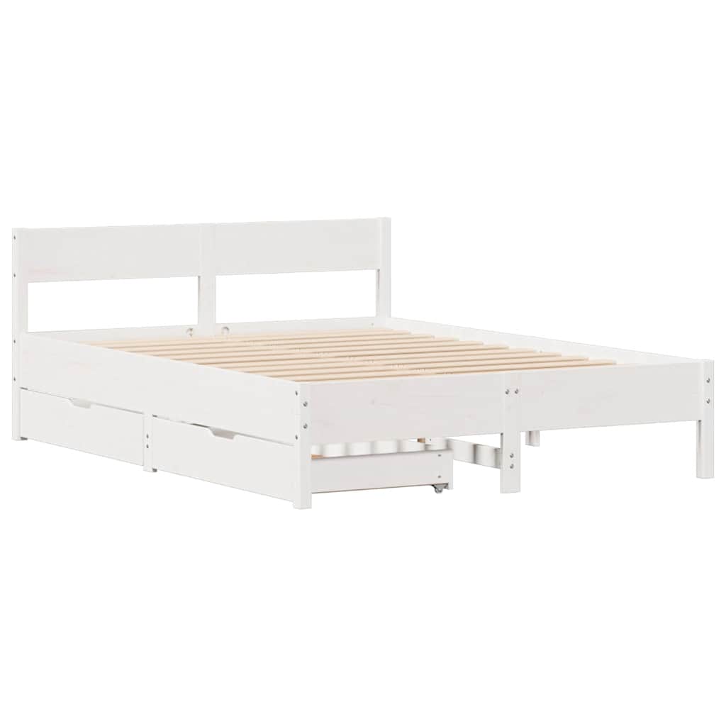 vidaXL Bedframe zonder matras massief grenenhout wit 120x190 cm, foto 2
