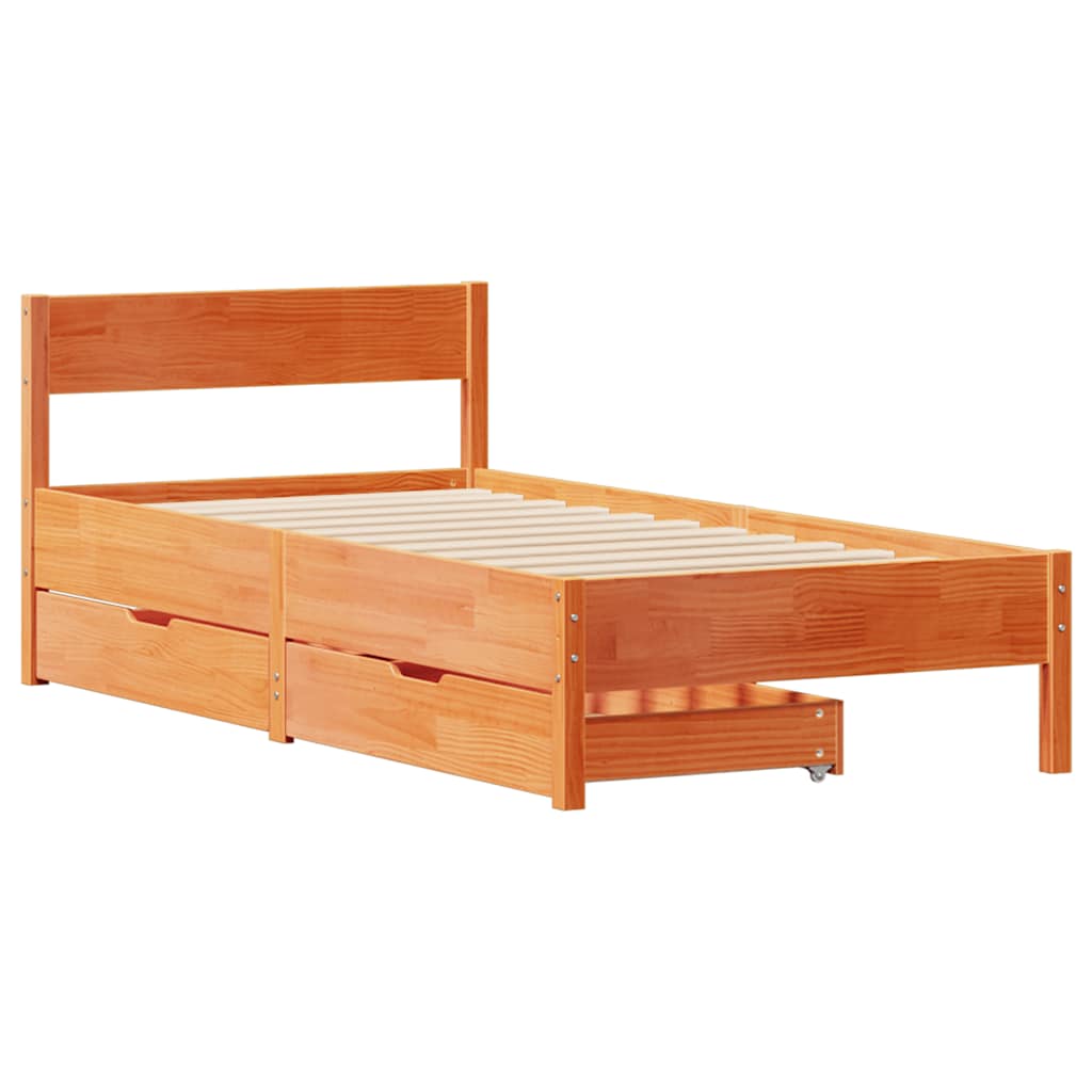vidaXL Bedframe zonder matras massief grenenhout wasbruin 90x190 cm afbeelding