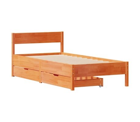 vidaXL Letto senza Materasso Marrone Cera 75x190 cm in Legno di Pino