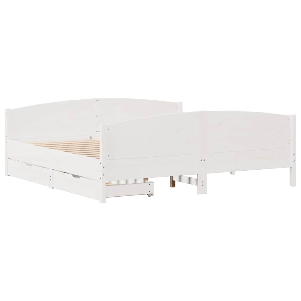 vidaXL Bedframe zonder matras massief grenenhout wit 180x200 cm afbeelding