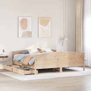 Posteljni okvir brez vzmetnice 160x200 cm trdna borovina