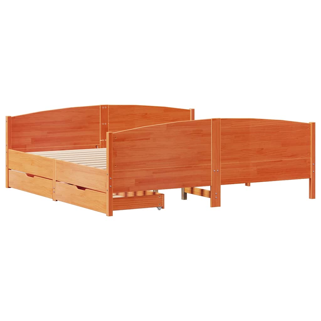vidaXL Bedframe zonder matras massief grenenhout wasbruin 160x200 cm afbeelding
