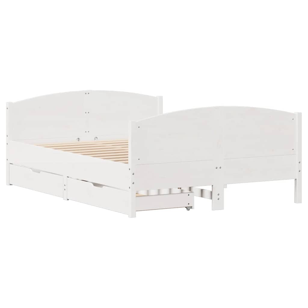 vidaXL Bedframe zonder matras massief grenenhout wit 150x200 cm afbeelding