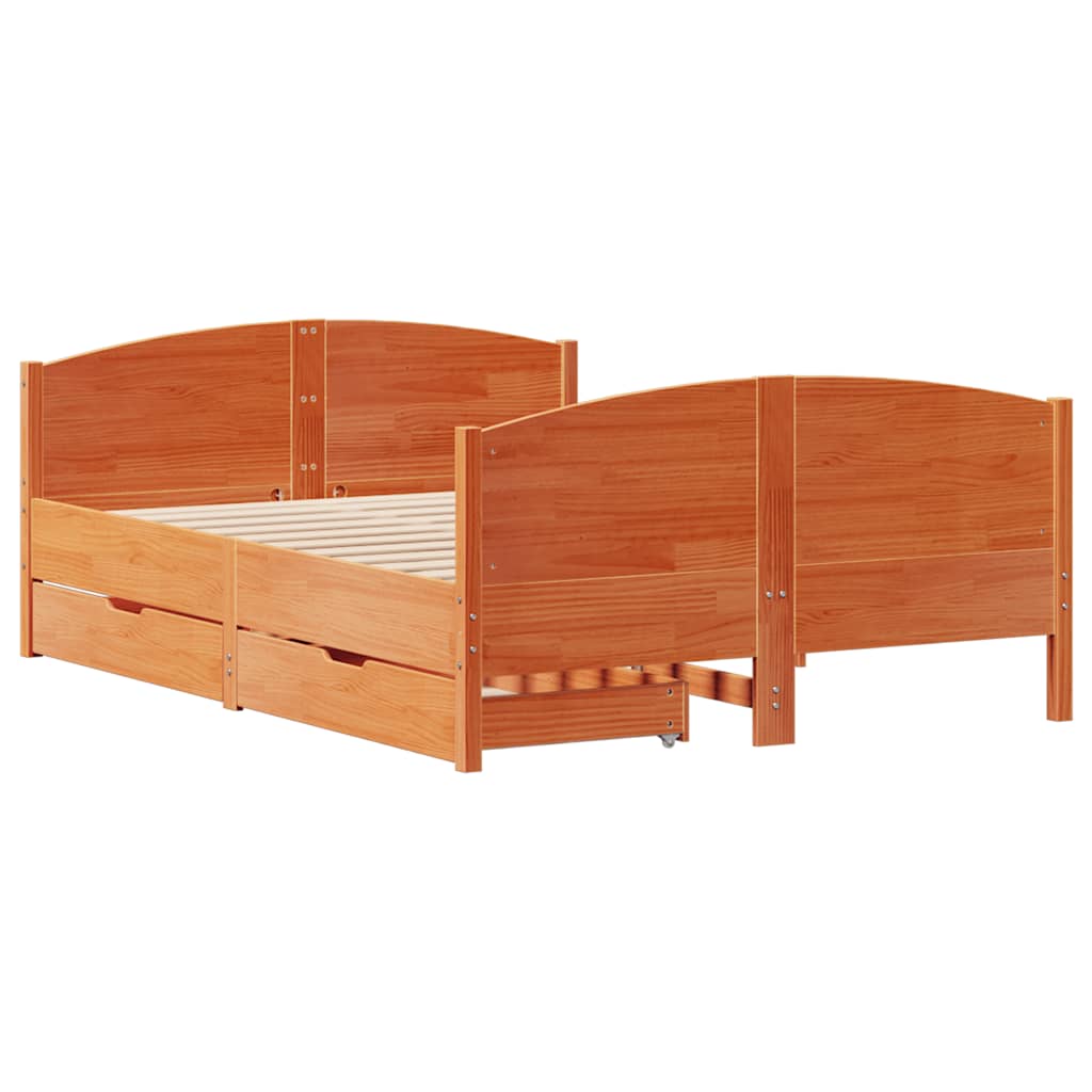 vidaXL Bed met matras massief grenenhout wasbruin 140x190 cm afbeelding