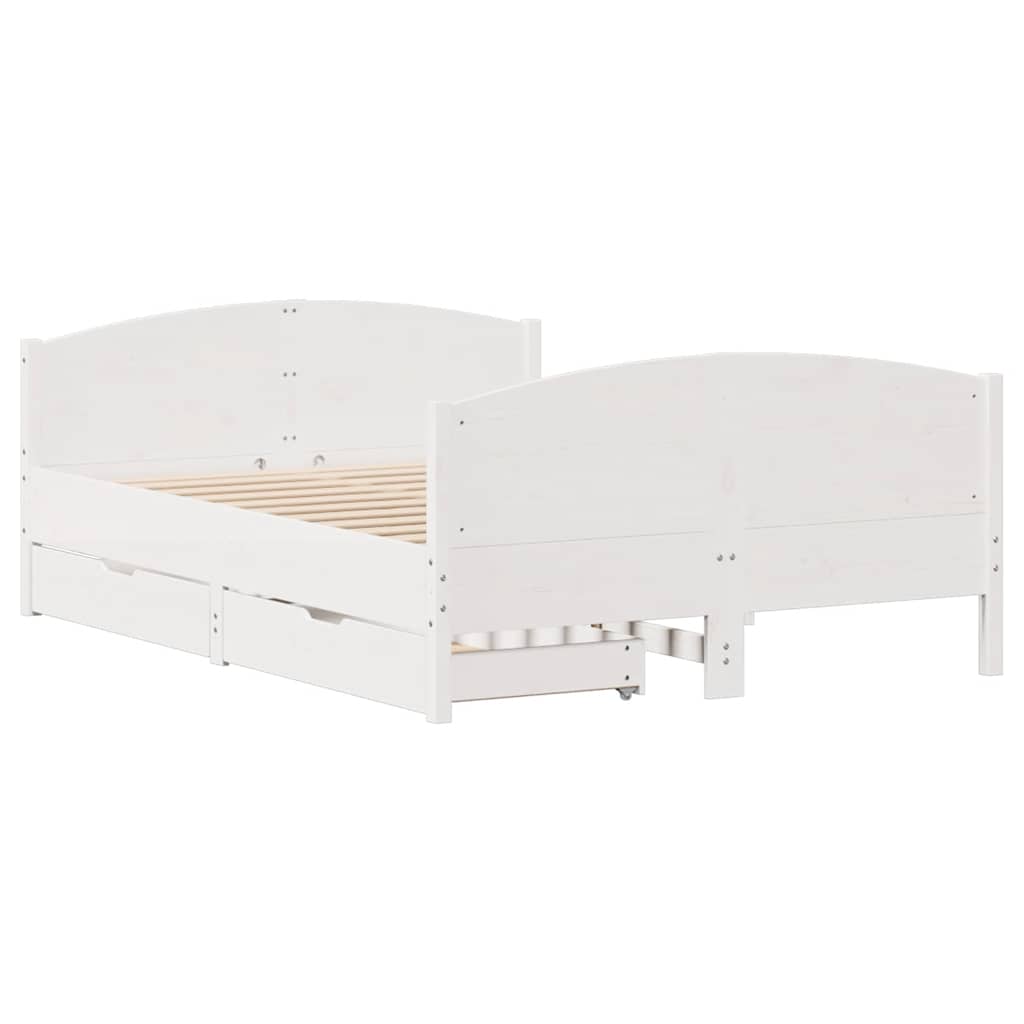 vidaXL Bedframe zonder matras massief grenenhout wit 135x190 cm afbeelding