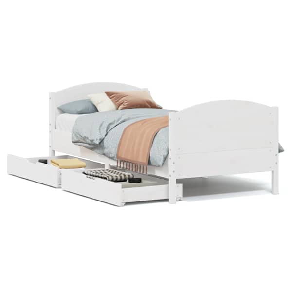 vidaXL voodiraam ilma madratsita, valge, 90 x 200 cm, m&auml;nnipuit