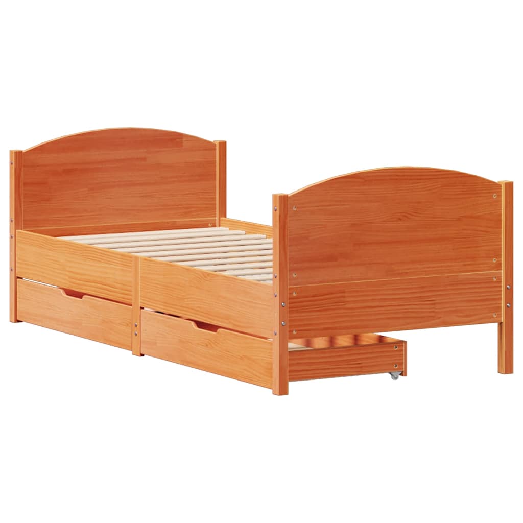 vidaXL Bedframe zonder matras massief grenenhout wasbruin 90x200 cm afbeelding