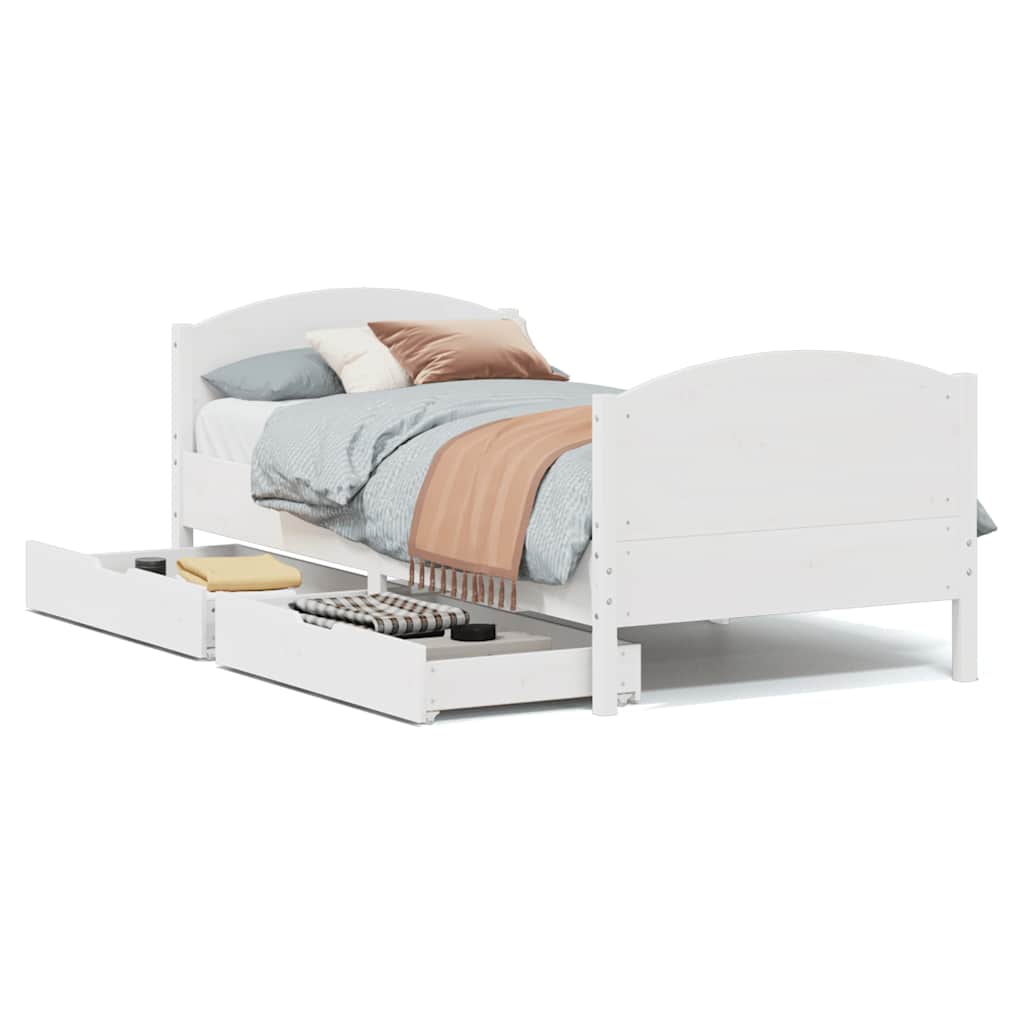 vidaXL Bedframe zonder matras massief grenenhout wit 75x190 cm, foto 3