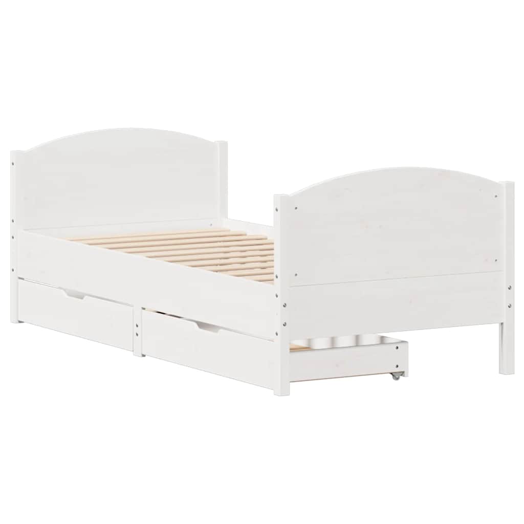 vidaXL Bedframe zonder matras massief grenenhout wit 75x190 cm, foto 2