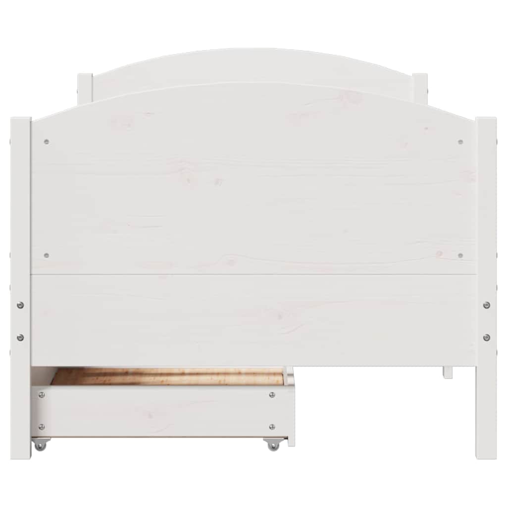 vidaXL Bedframe zonder matras massief grenenhout wit 75x190 cm, foto 4