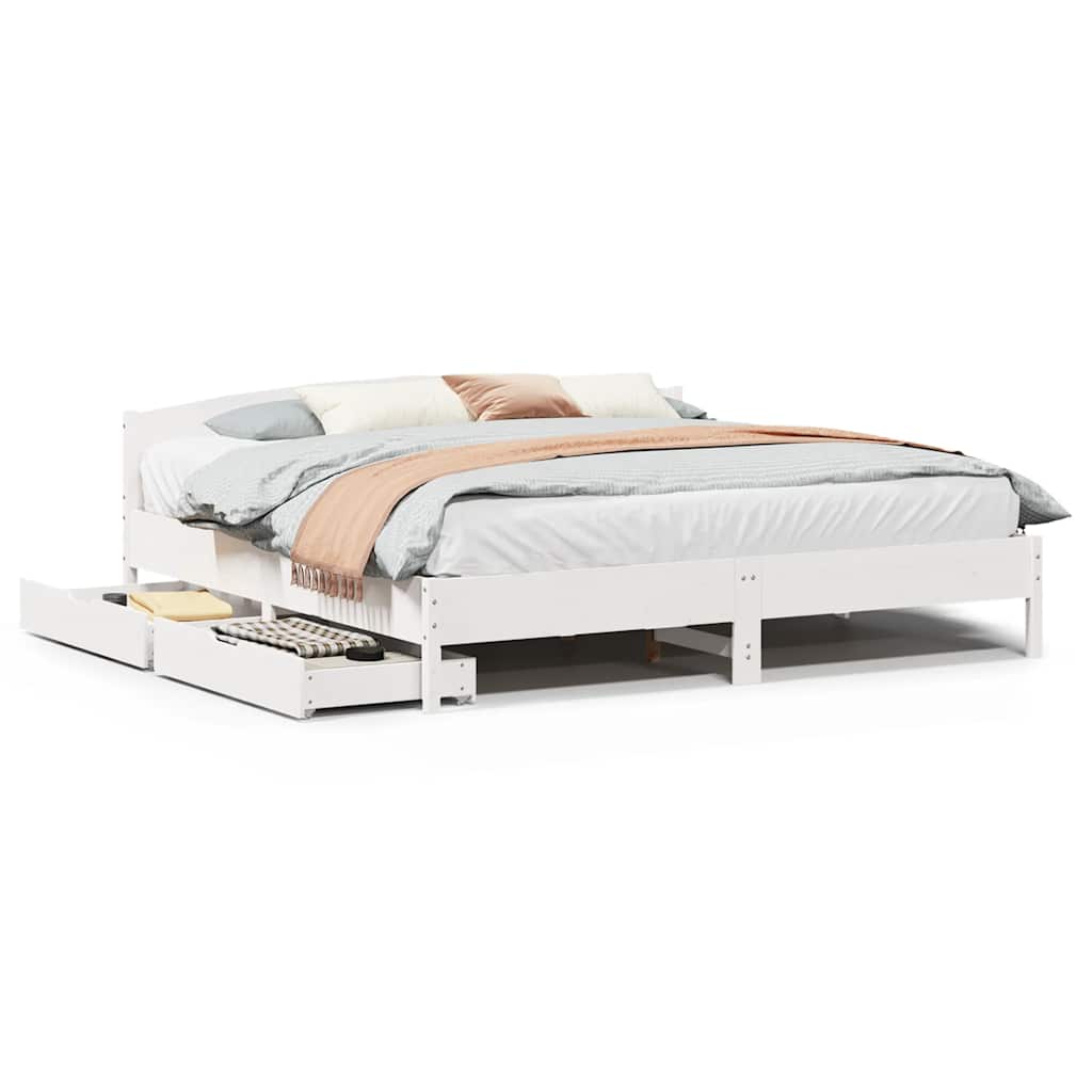 vidaXL Bedframe zonder matras massief grenenhout wit 200x200 cm, foto 3