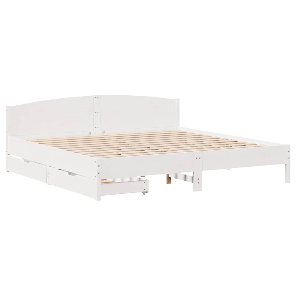 vidaXL Bedframe zonder matras massief grenenhout wit 200x200 cm, foto 2