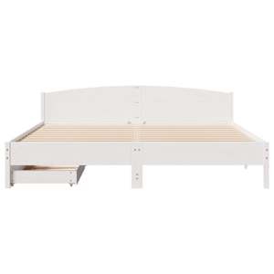 Postel bez matrace bílá 200 x 200 cm masivní borovice - obrázek 4