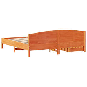 Postel bez matrace voskově hnědá 200 x 200 cm masivní borovice - obrázek 8
