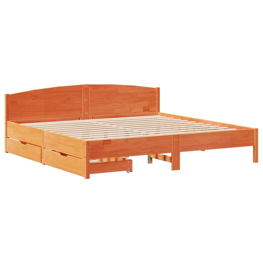 vidaXL Bedframe zonder matras massief grenenhout wasbruin 180x200 cm afbeelding