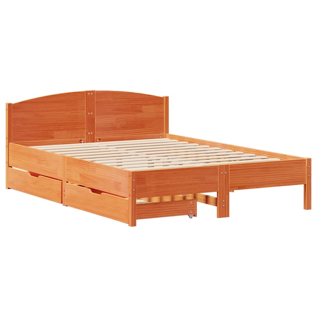 vidaXL Bedframe zonder matras massief grenenhout wasbruin 160x200 cm afbeelding