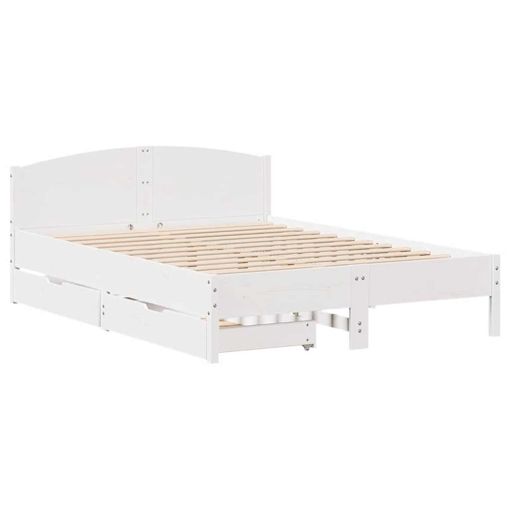 vidaXL Bedframe zonder matras massief grenenhout wit 150x200 cm afbeelding