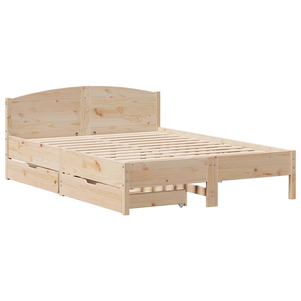 vidaXL Bedframe zonder matras massief grenenhout 135x190 cm afbeelding