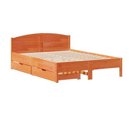 vidaXL Letto senza Materasso Marrone Cera 135x190 cm in Legno di Pino