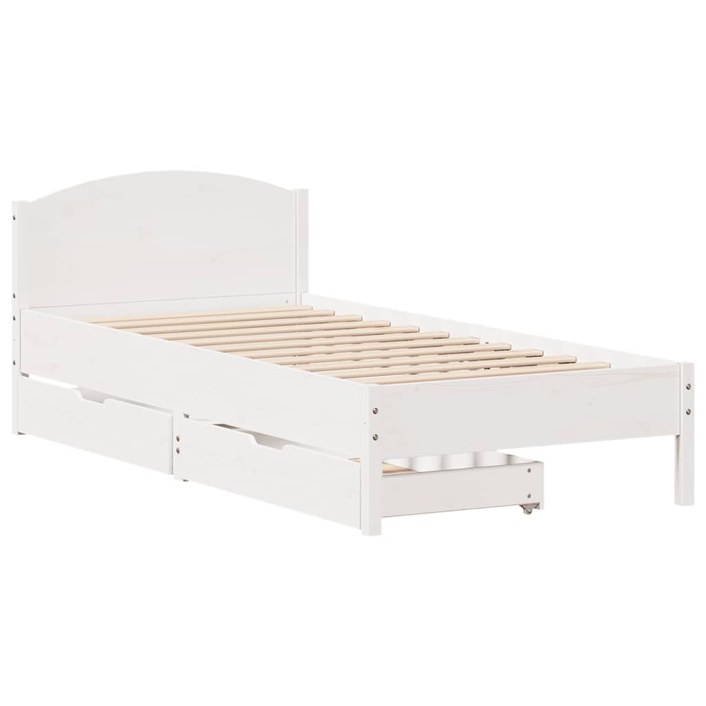vidaXL Bedframe zonder matras massief grenenhout wit 90x200 cm afbeelding