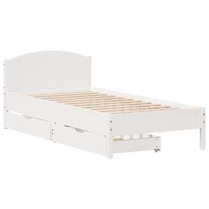 vidaXL Cama sem colch&atilde;o 90x190 cm madeira de pinho maci&ccedil;a branco