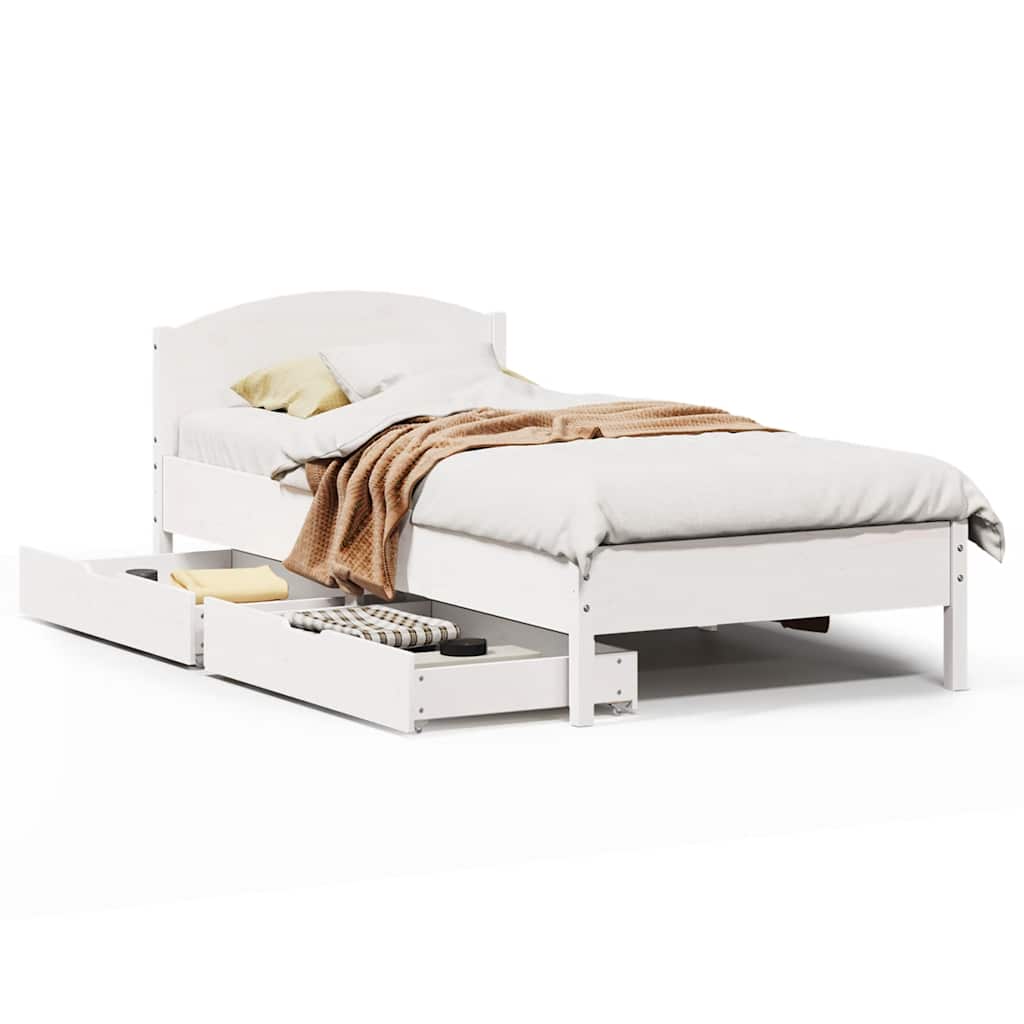 vidaXL Bedframe zonder matras massief grenenhout wit 75x190 cm, foto 3