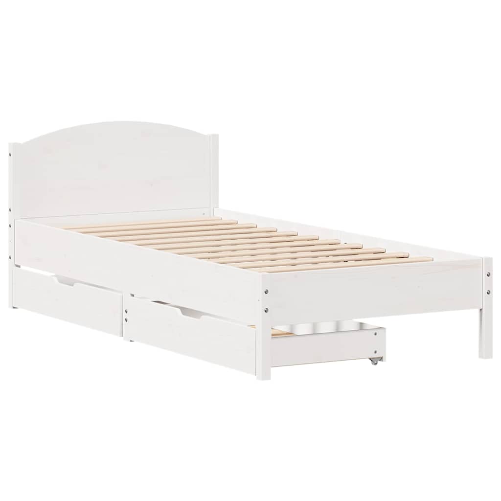 vidaXL Bedframe zonder matras massief grenenhout wit 75x190 cm afbeelding