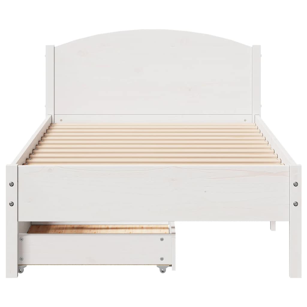 vidaXL Bedframe zonder matras massief grenenhout wit 75x190 cm, foto 4
