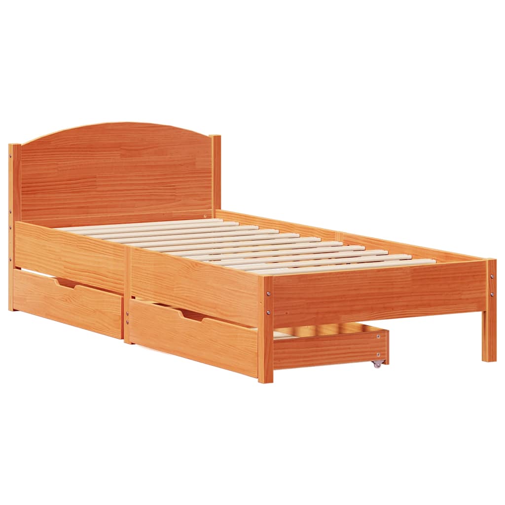 vidaXL Bedframe zonder matras massief grenenhout wasbruin 75x190 cm afbeelding