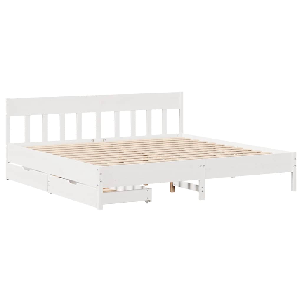 vidaXL Bedframe zonder matras massief grenenhout wit 200x200 cm afbeelding
