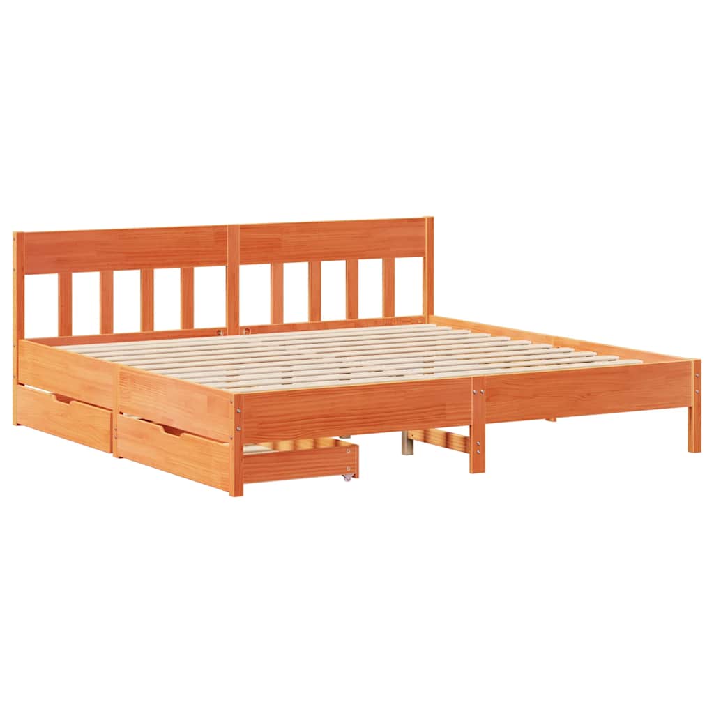 vidaXL Bedframe zonder matras massief grenenhout wasbruin 200x200 cm afbeelding