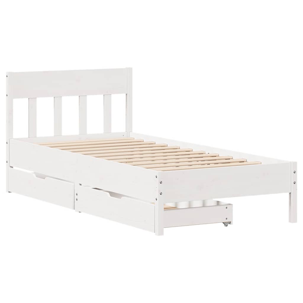 vidaXL Bedframe zonder matras massief grenenhout wit 140x200 cm afbeelding