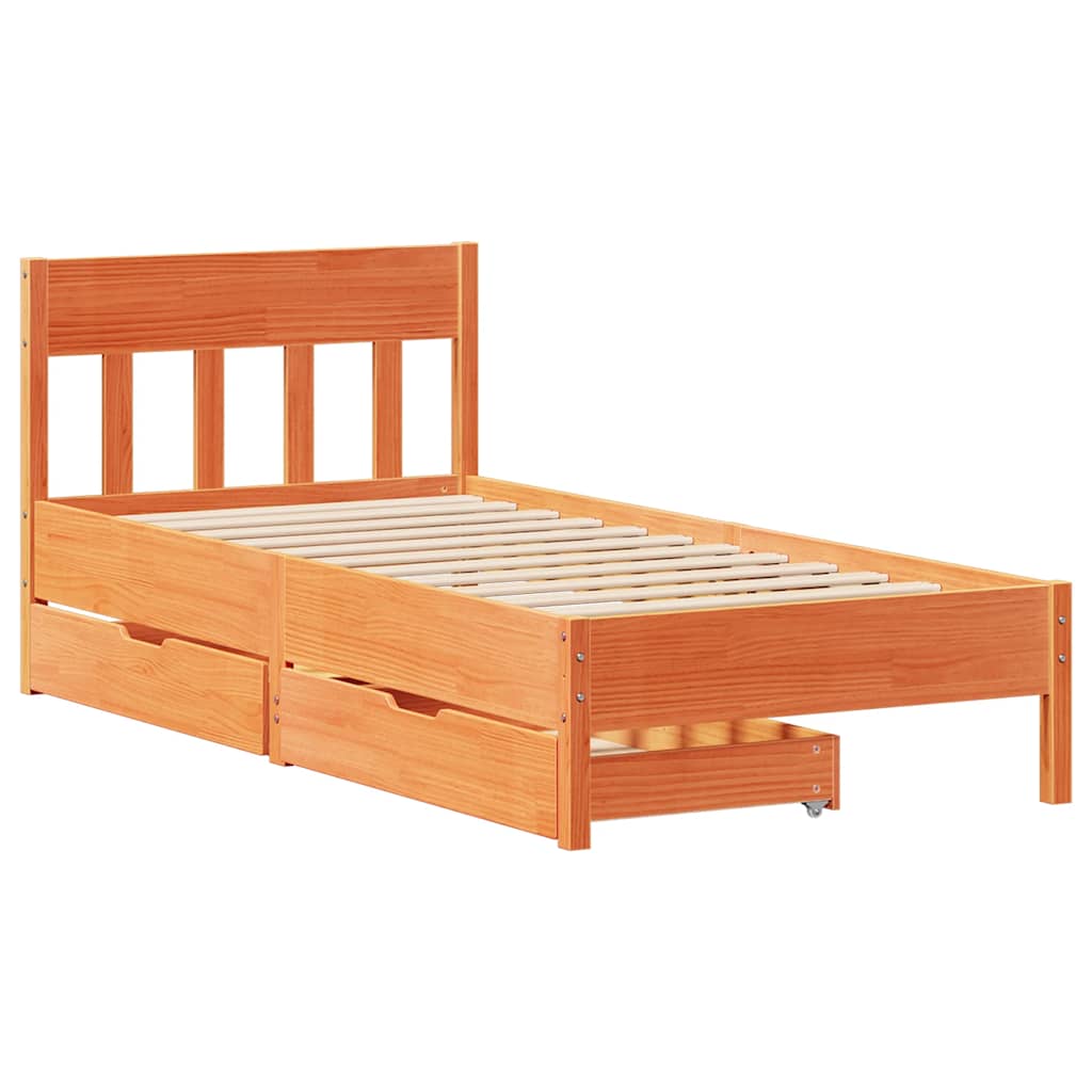 vidaXL Bedframe zonder matras massief grenenhout wasbruin 100x200 cm afbeelding