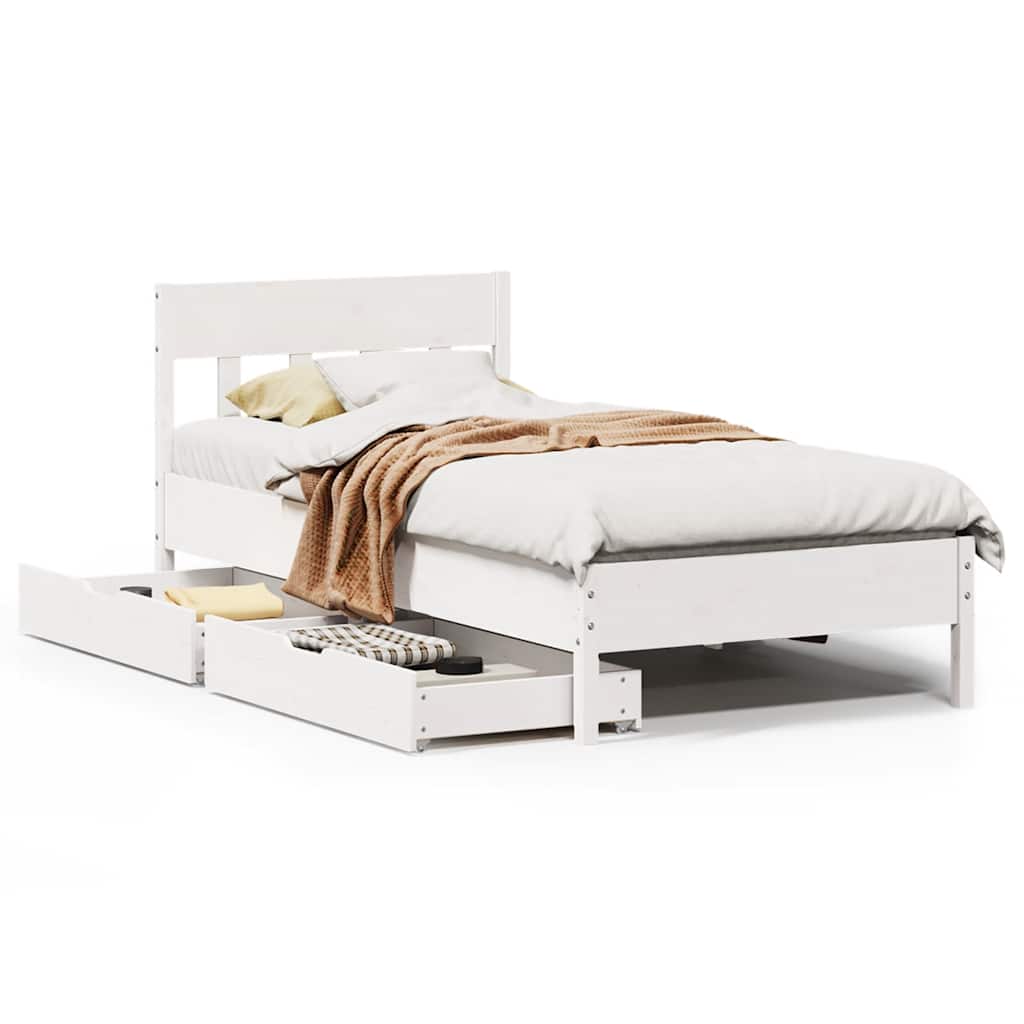 vidaXL Bedframe zonder matras massief grenenhout wit 90x200 cm, foto 3