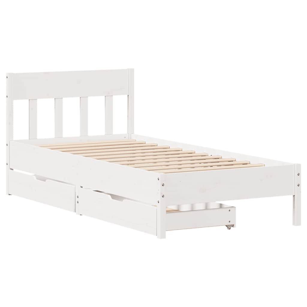 vidaXL Bedframe zonder matras massief grenenhout wit 90x200 cm afbeelding