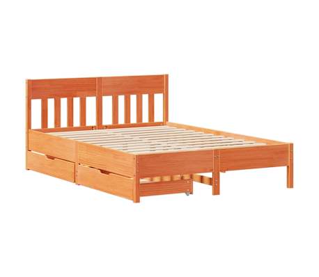 vidaXL Letto senza Materasso Marrone Cera 140x190 cm in Legno di Pino