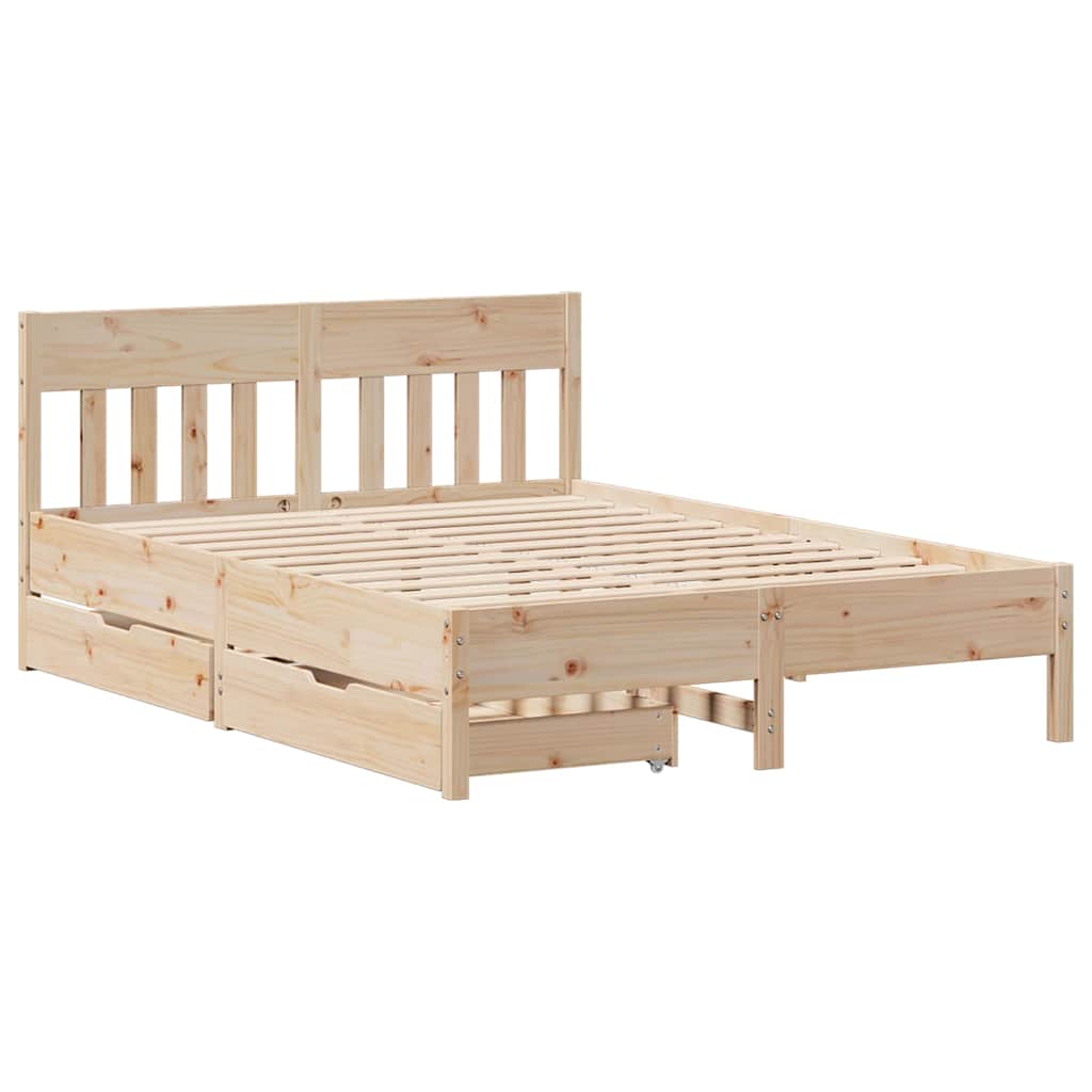 vidaXL Bedframe zonder matras massief grenenhout 135x190 cm afbeelding
