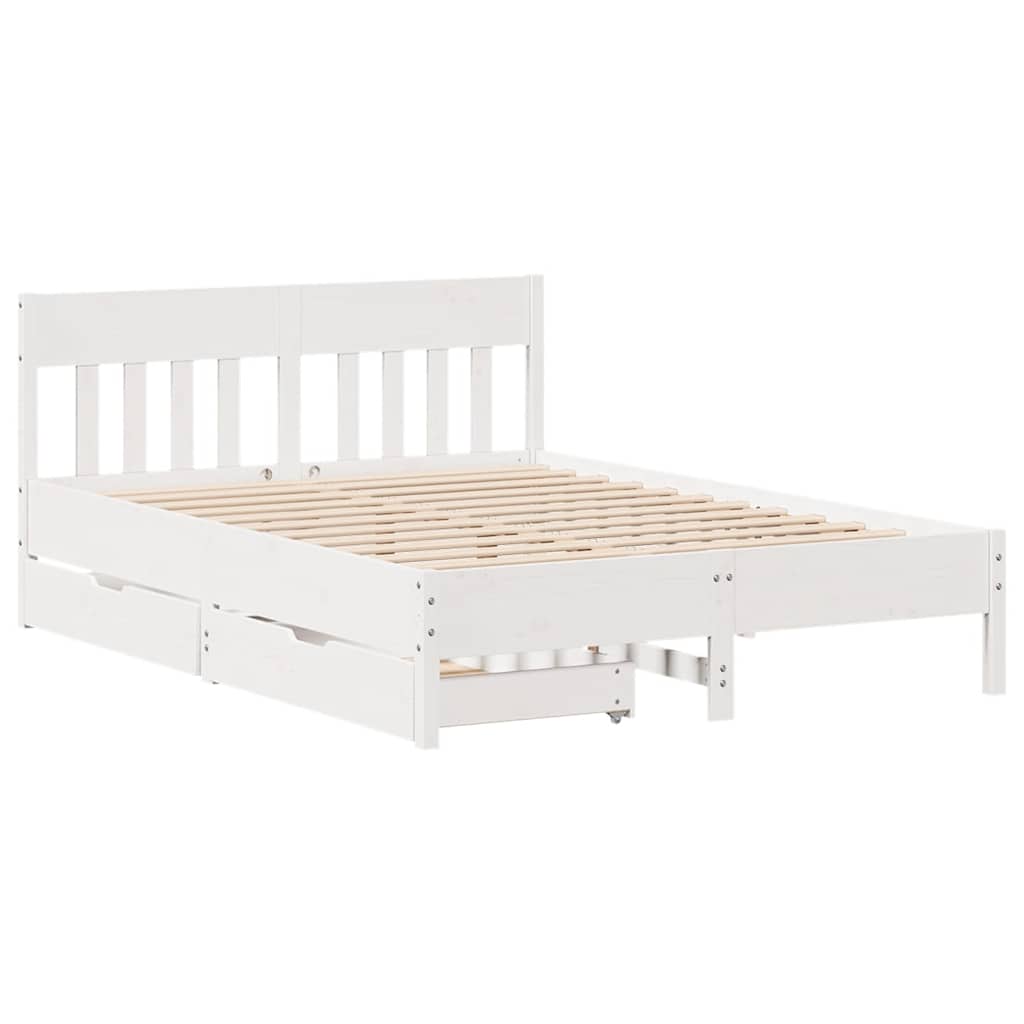 vidaXL Bedframe zonder matras massief grenenhout wit 135x190 cm afbeelding