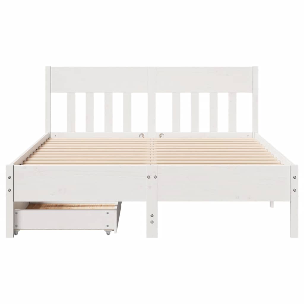 vidaXL Bedframe zonder matras massief grenenhout wit 135x190 cm, foto 4