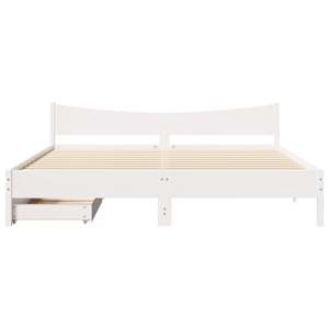 Rám postele se zásuvkami bílý 200 x 200 cm masivní borovice - obrázek 4