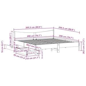 Rám postele se zásuvkami voskově hnědý 200x200cm masiv borovice - obrázek 11